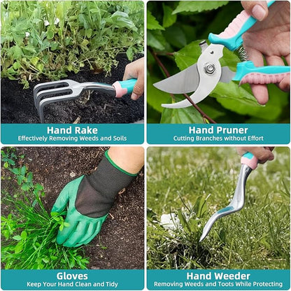 MelonArt Garden Tool Set,8 Pcs Gardening Hand Tool Starter Kit for Women Heavy Duty Outdoor Tool