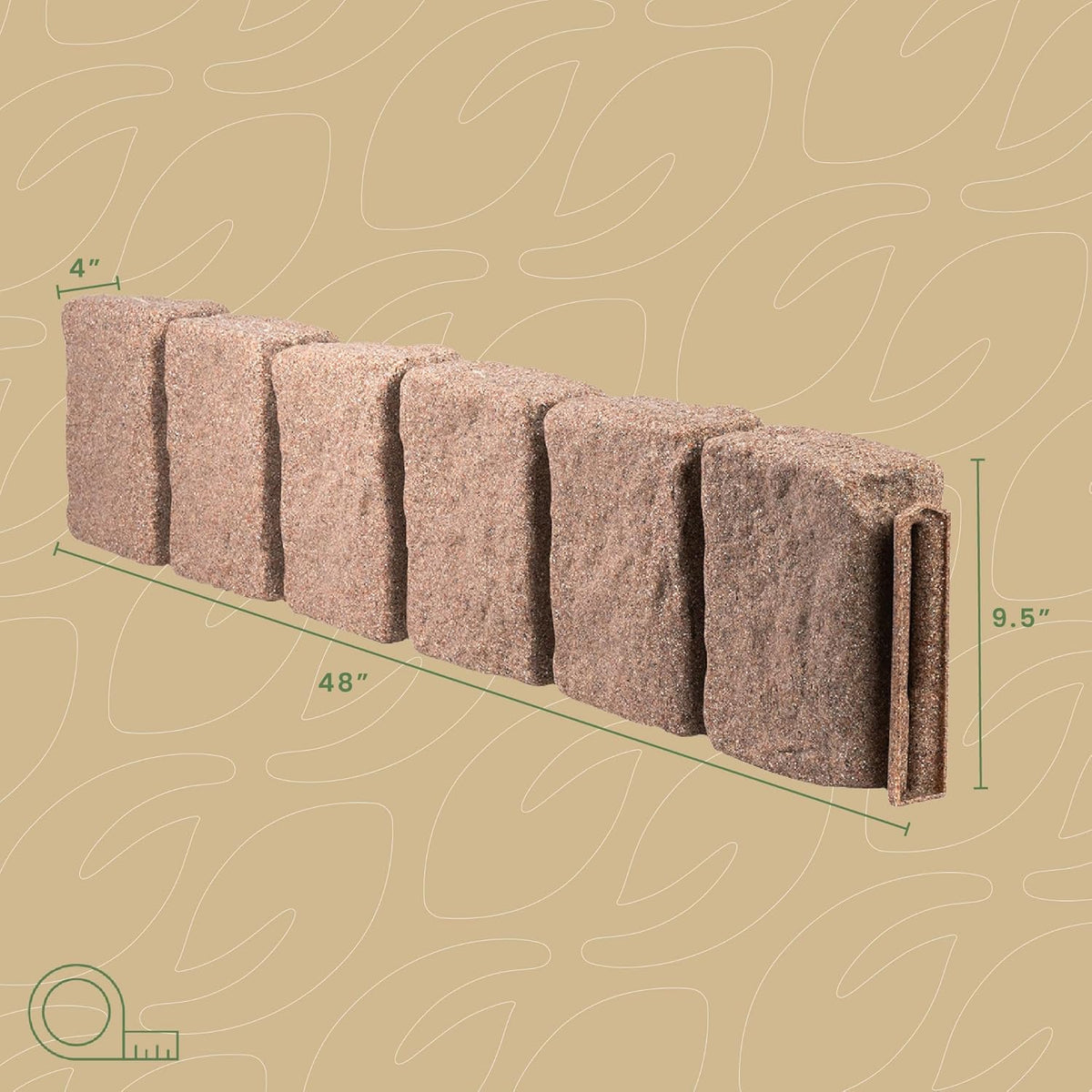 Beuta Landscape Edging | Garden Edging Border | Faux Stone Block XL for Lawn Edging, Flower Beds &