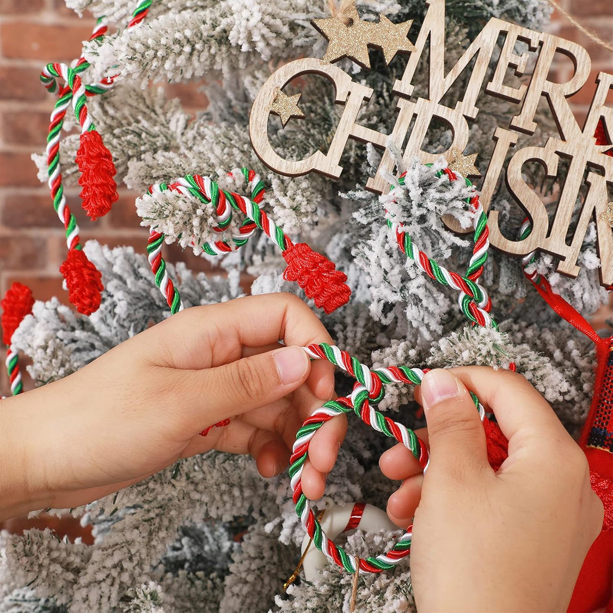 Shappy 12 Pieces Christmas Garland Banister Ties Christmas Decorative Reusable and Flexible Twist
