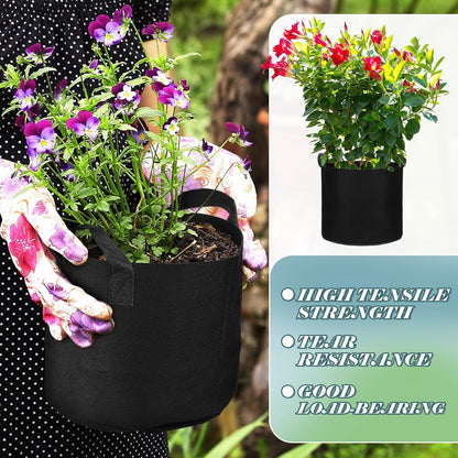 Hoolerry 7 Pack Black Plant Grow Bags Thickened Non Woven Grow Bags in 4 Sizes 10, 7, 5 and 3