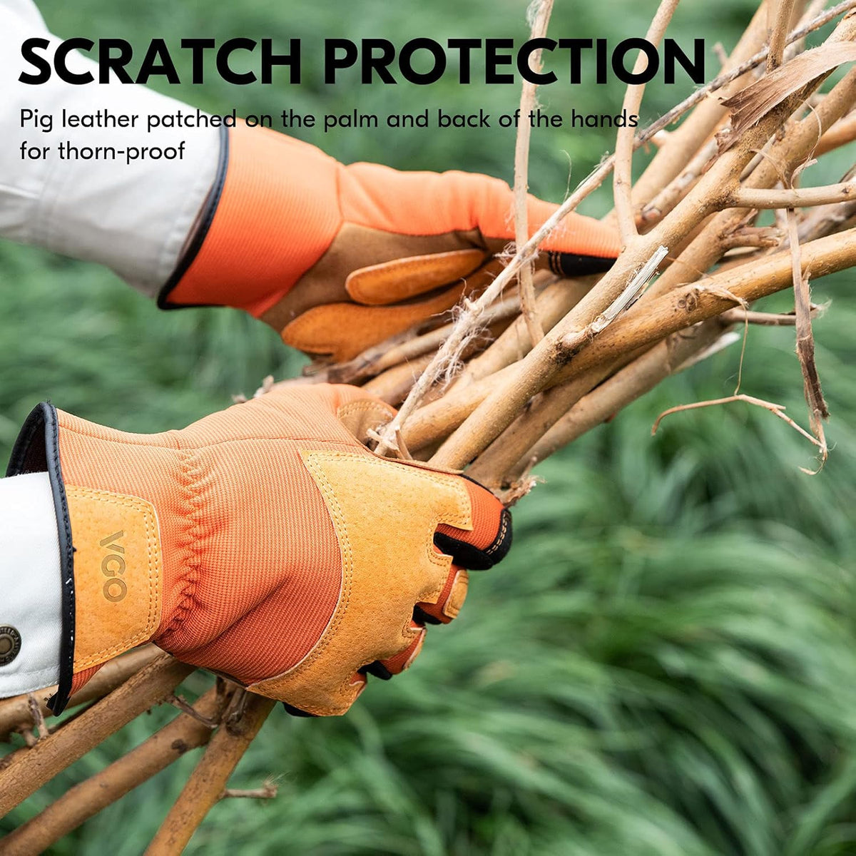Vgo... 1-Pair Gardening Gloves Men, Safety Work Gloves, Puncture-proof, Thornproof, Touchscreen
