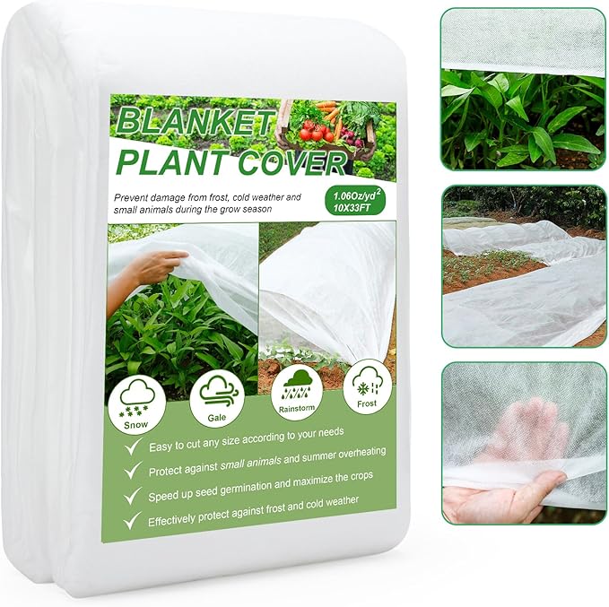 YDSL Plant Cover 10 Ft x 33 Ft Plant Covers Freeze Protection with Ultra Fine Mesh Reusable