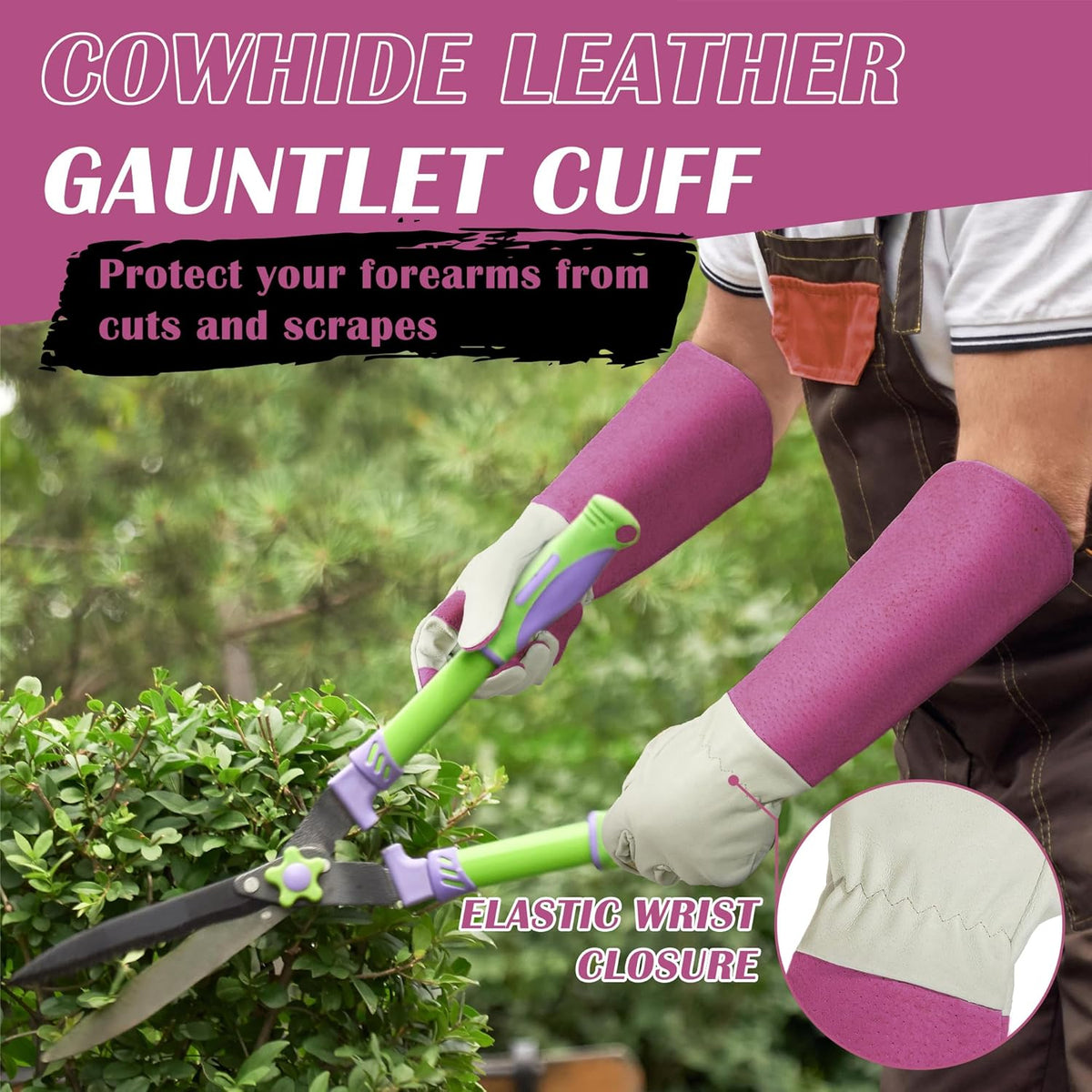 HANDLANDY Rose Pruning Gardening Gloves for Men & Women, Thornproof Long Gauntlet Gloves, Pigskin