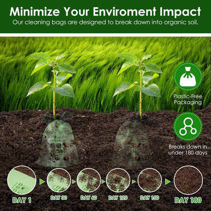 3 Gallon Compostable Trash Bags with Drawstring, Heavy Duty Extra Thick 1 Mil, 11.36 Liter, 50