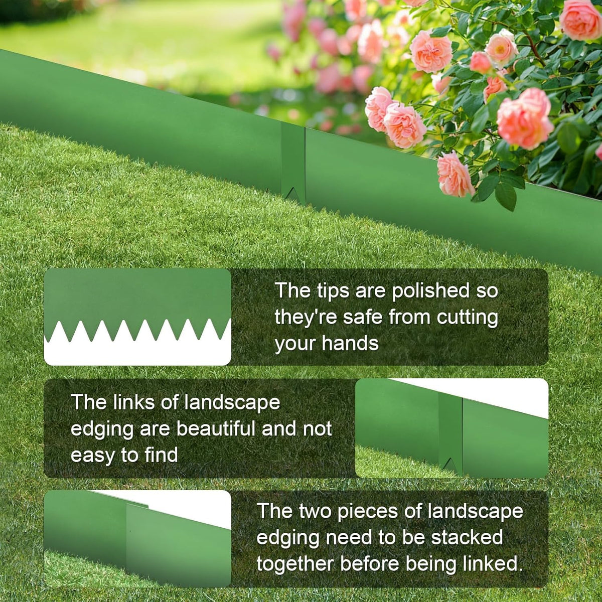 Landscape Edging Kit, Galvanized Steel Edging Landscape Lawn Edging Powder for Lawn Yard, Coated