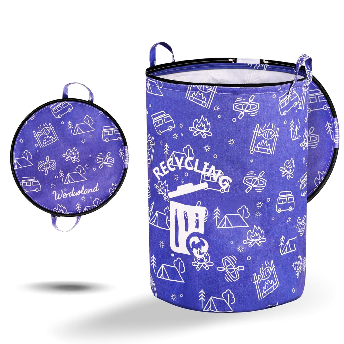 1 Pcs 30 Gallon Collapsible Trash Can Portable Waterproof Reusable with Zippered Lid for RV's