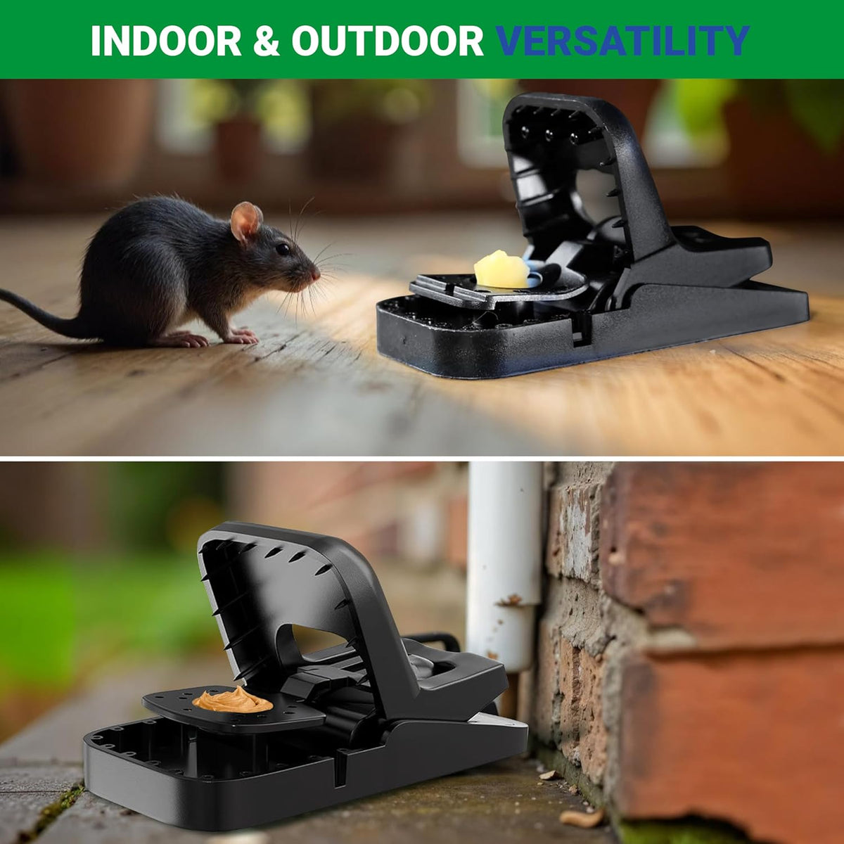 Mouse Traps Indoor for Home - 6 Pack Reusable Rat Trap, Touch-Free Snap Trap, Heavy Duty Mouse