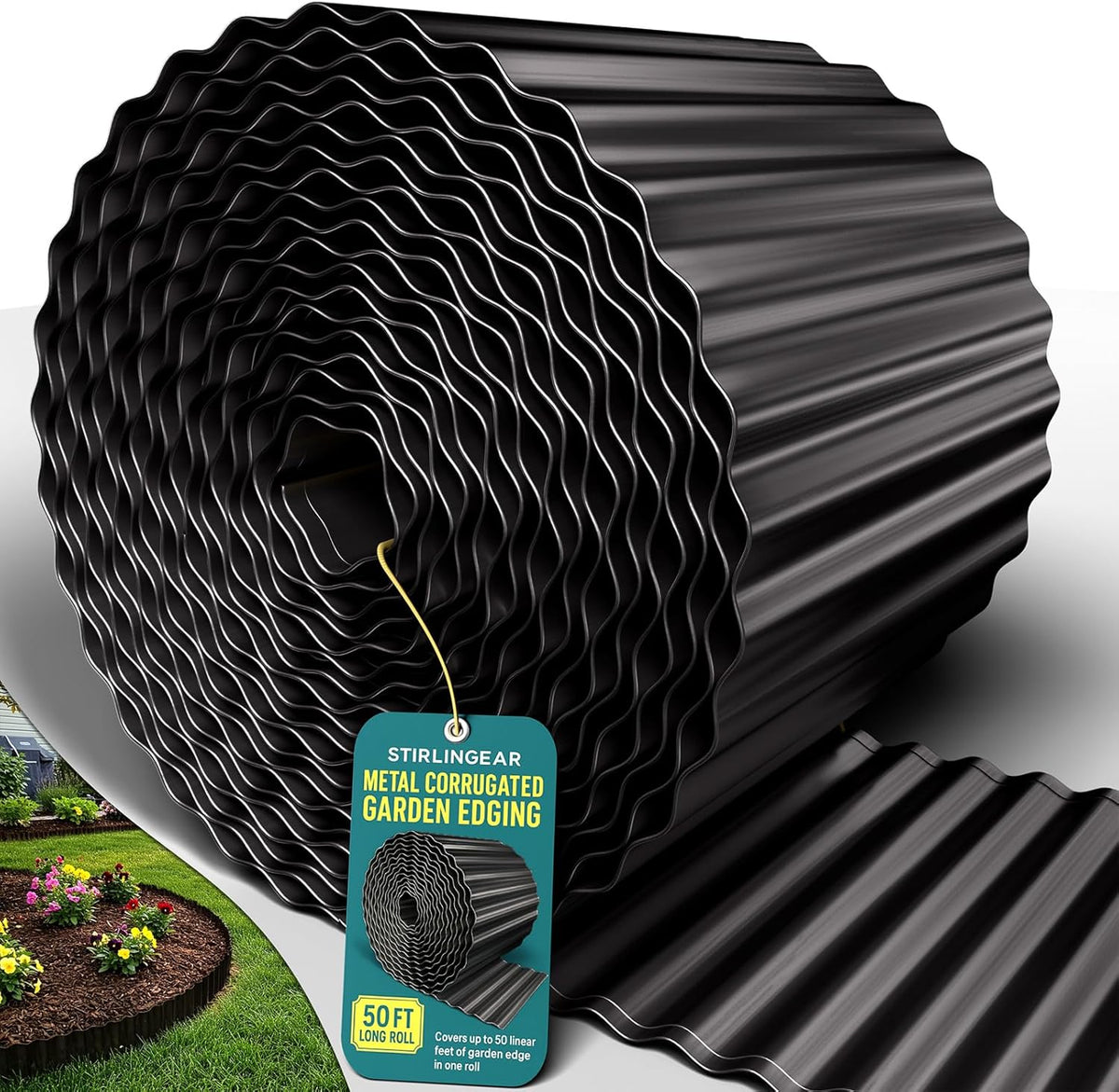 50FT Black Corrugated Metal Landscape Edging – Flexible & Rustproof Garden Edging Border