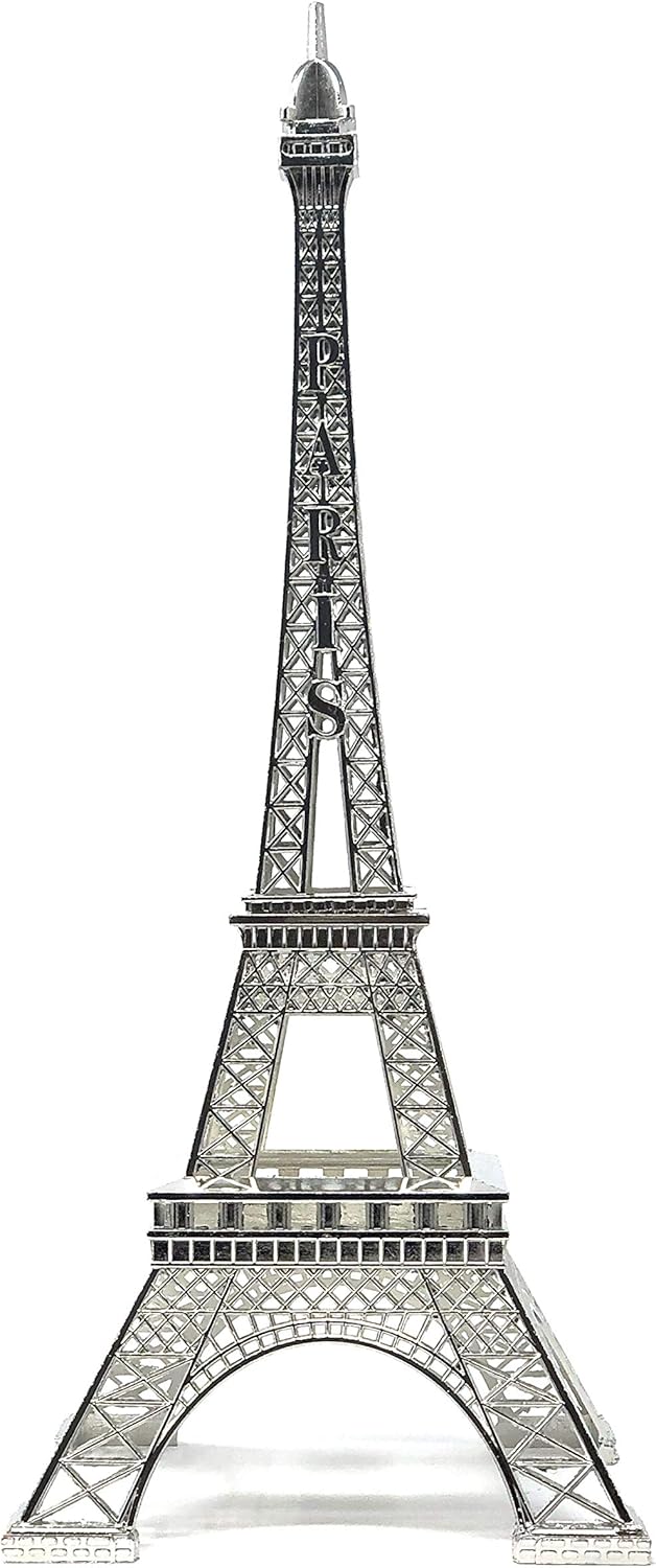 allgala 15" Eiffel Tower Statue Decor Alloy Metal, Silver