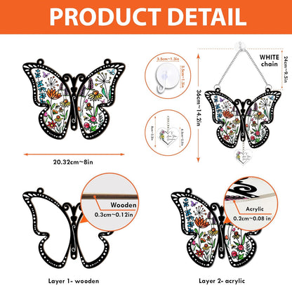 Macorner Gifts for Grandma Acrylic Window Hanging Suncatcher Butterfly, Birthday I Love You, for