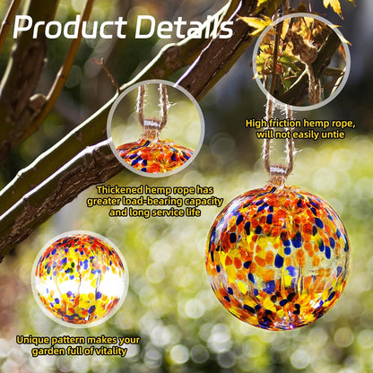 VOREEN 4" Hanging Glass Garden Gazing Ball Hand Blown Glass Witch Ball Christmas Ornament