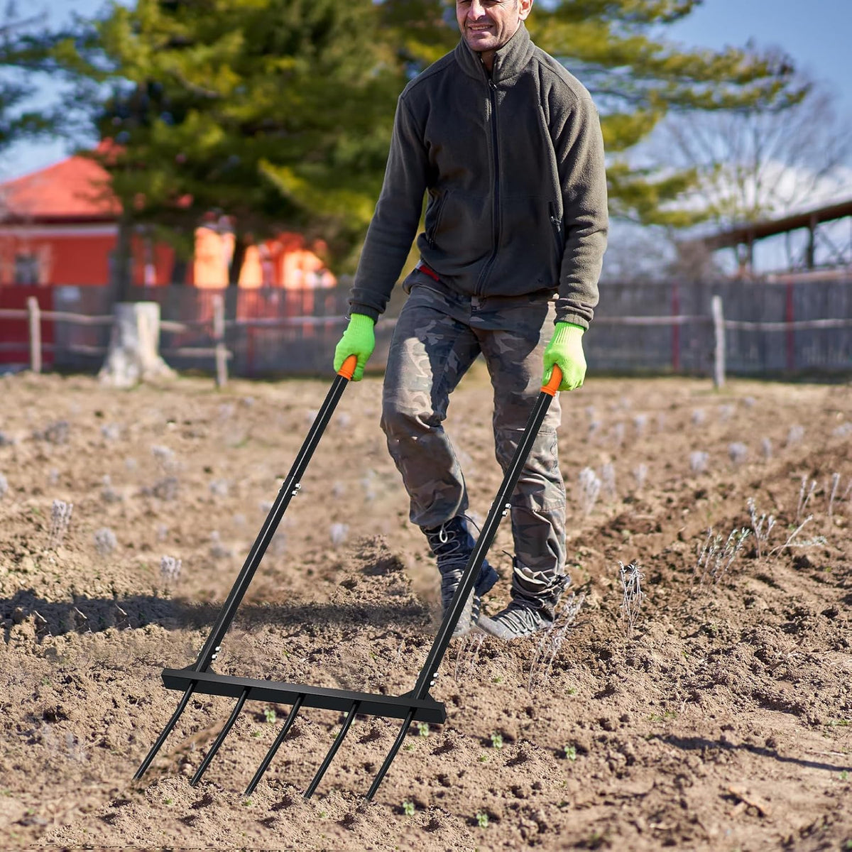Broad Fork Garden Tool, Ergonomic Design - for Farms, Gardens, Vegetable plots, for Easy Turning of