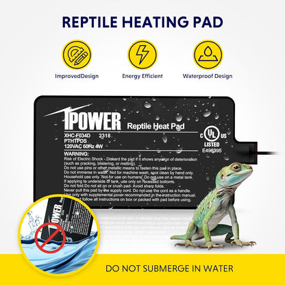 iPower 4 by 7-Inch 4W Reptile Heat Mat, LCD Digital Aquarium Thermometer, Under Tank Warmer
