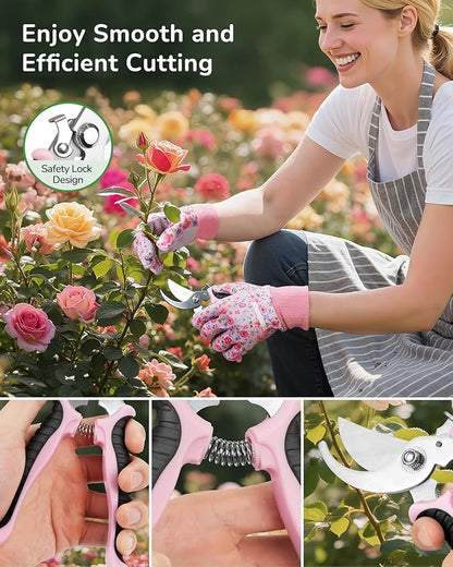 12-Piece Womens Gardening Tools Gift Set, Rust-Proof & Heavy-Duty Garden Tools with Durable