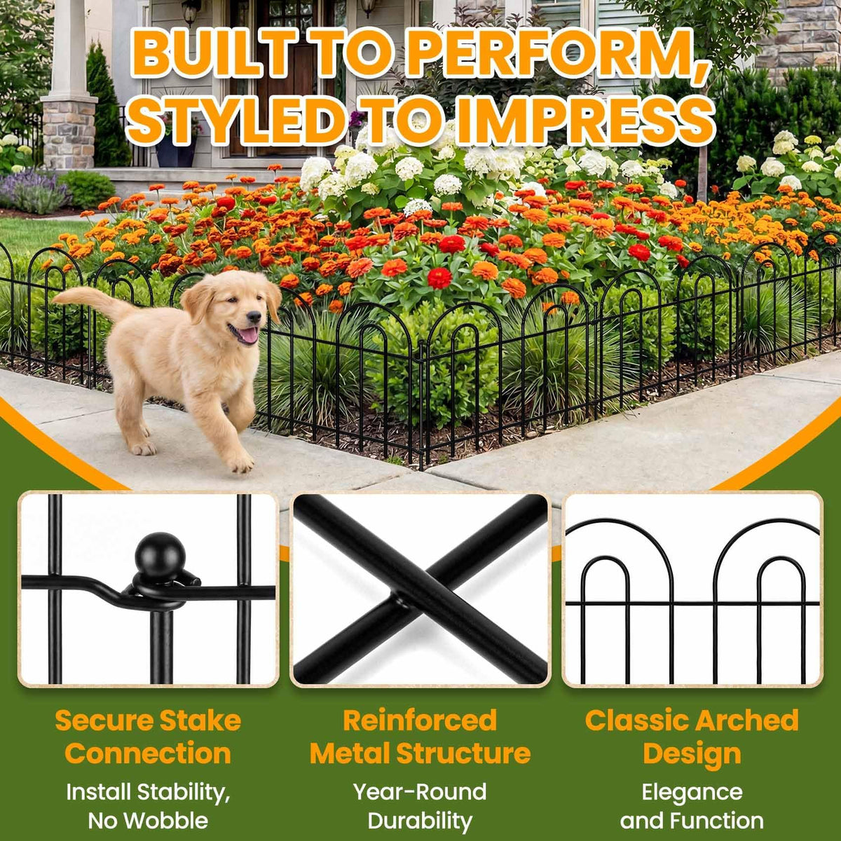 28 Pack 40ft x 13in Decorative Garden Fence Panels - Animal Barrier No Dig Fence Garden Fencing Dog