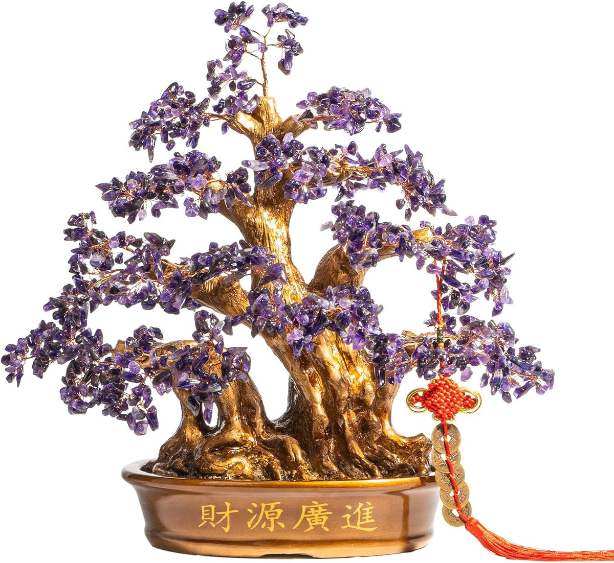 Natural Large Amethyst Tree,18" Amethyst Crystal Bonsai Tree(1300 Gemstone Count) Chakra Tree with