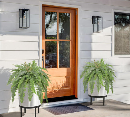 Hollyone Artificial Fern Plants in White Pot 25.5" Medium Artificial Boston Fern 31 Leaves for