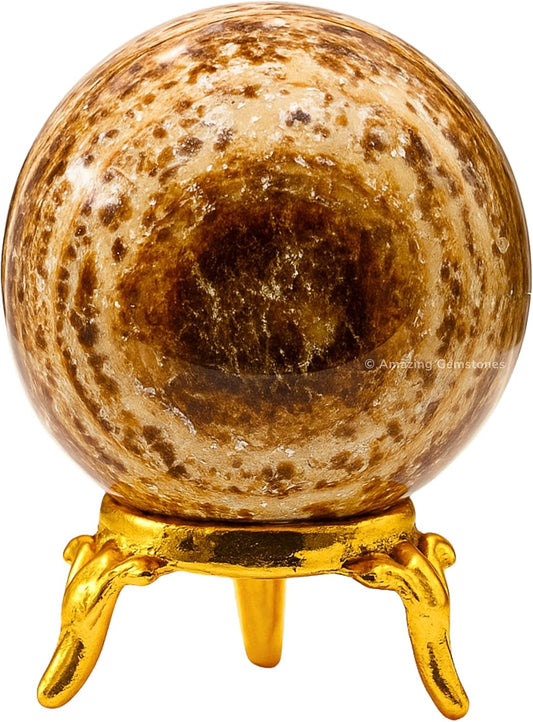 Amazing Gemstone Aragonite Crystal Ball with Stand - 2" Inches Crystal Sphere Meditation Balls for
