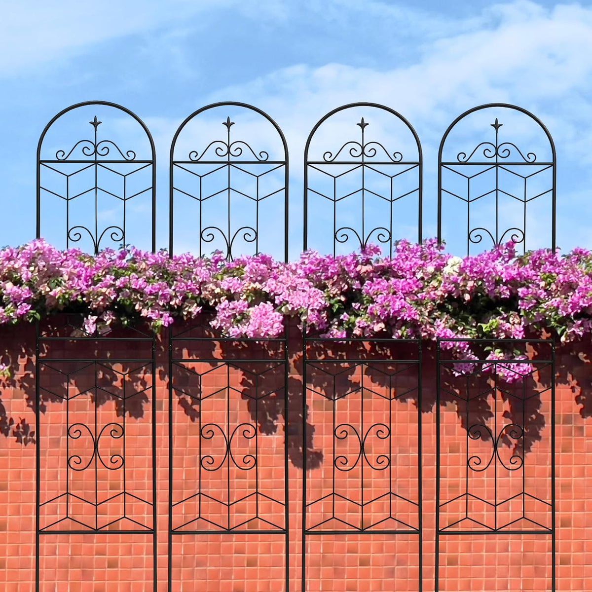 4 Pack Metal Garden Trellis 86.7" Tall Outdoor Climbing Plant Support for Roses, Flowers, Rustproof