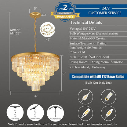 Crystal Chandeliers for Dining Room Lights Fixture Over Table, 20 Lights Gold Modern Chandeliers