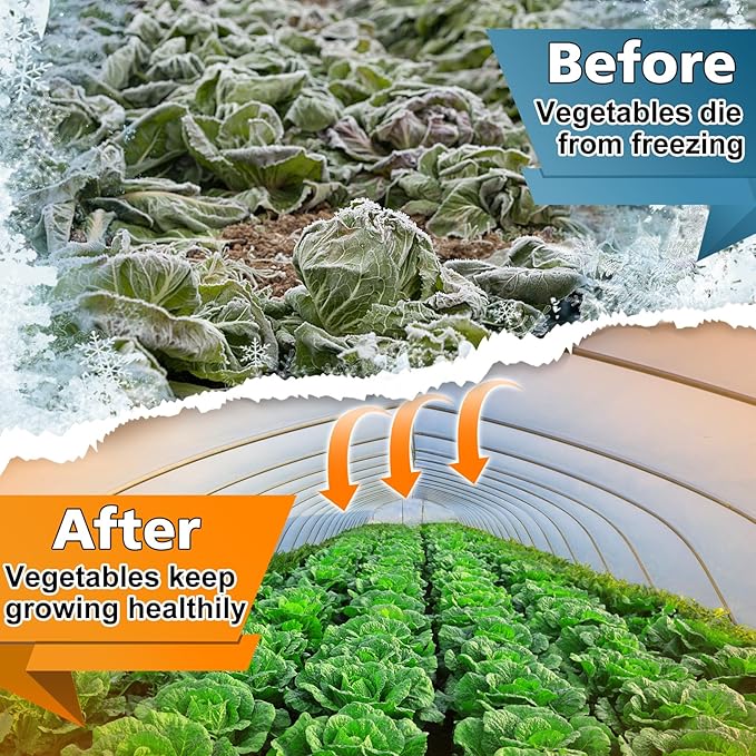 Alphatool Greenhouse Cover Plastic Sheeting - 10 x 50 ft Plant Covers Freeze Protection, Frost