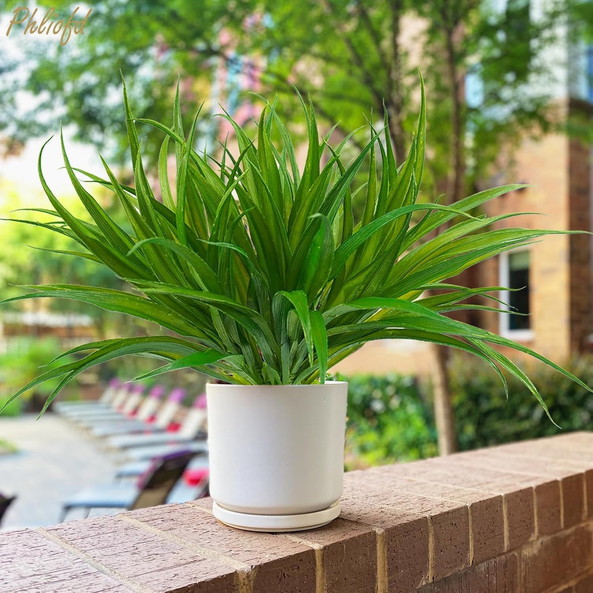 32 Pcs Artificial Grass Fake Plants 17.3in Outdoor Plants UV Resistant Faux Greenery Stems Fake