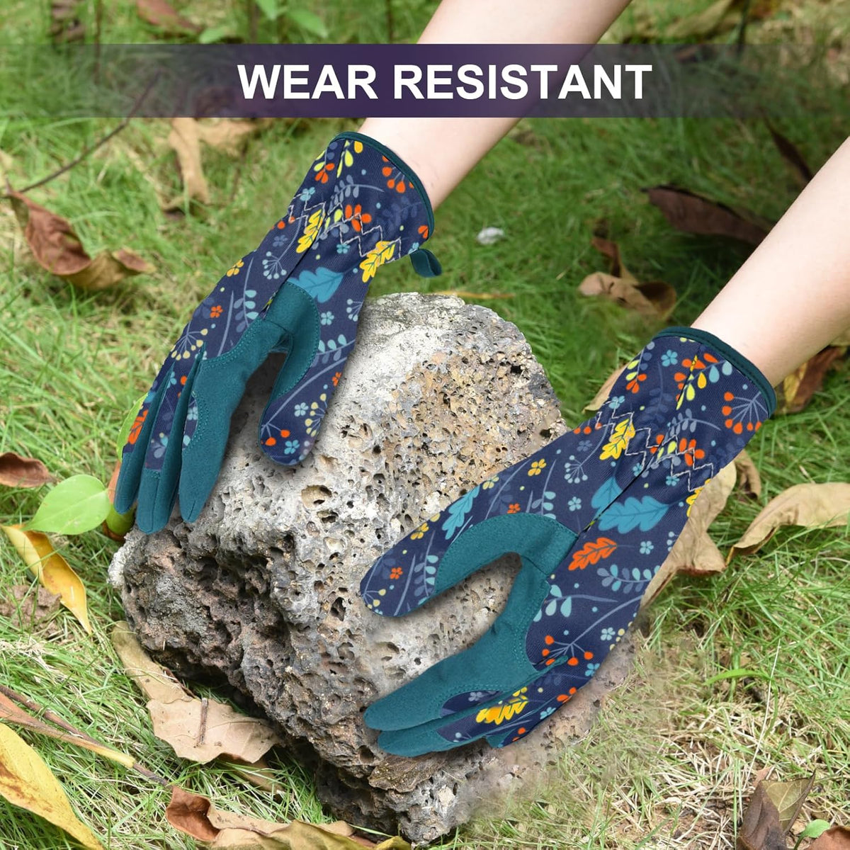 Womens Gardening Weeding Working Gloves, Leather Garden Glove for Women Thorn Proof No Stab for