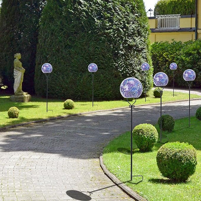Solar Lights Outdoor Decorative Solar Mosaic Garden Stakes Cracked Glass Decorative Waterproof