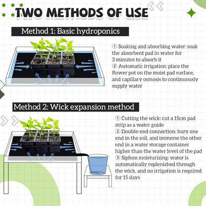 Vesici 1 Set/2 Pcs Large Self-Watering Plant Trays (30"x15") and 3mm Capillary Mat-Automatic