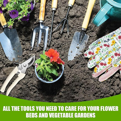 Gardening Tools Set Set for Women, 10 Pieces Heavy Duty Gardening Hand Tools with Storage Handbag