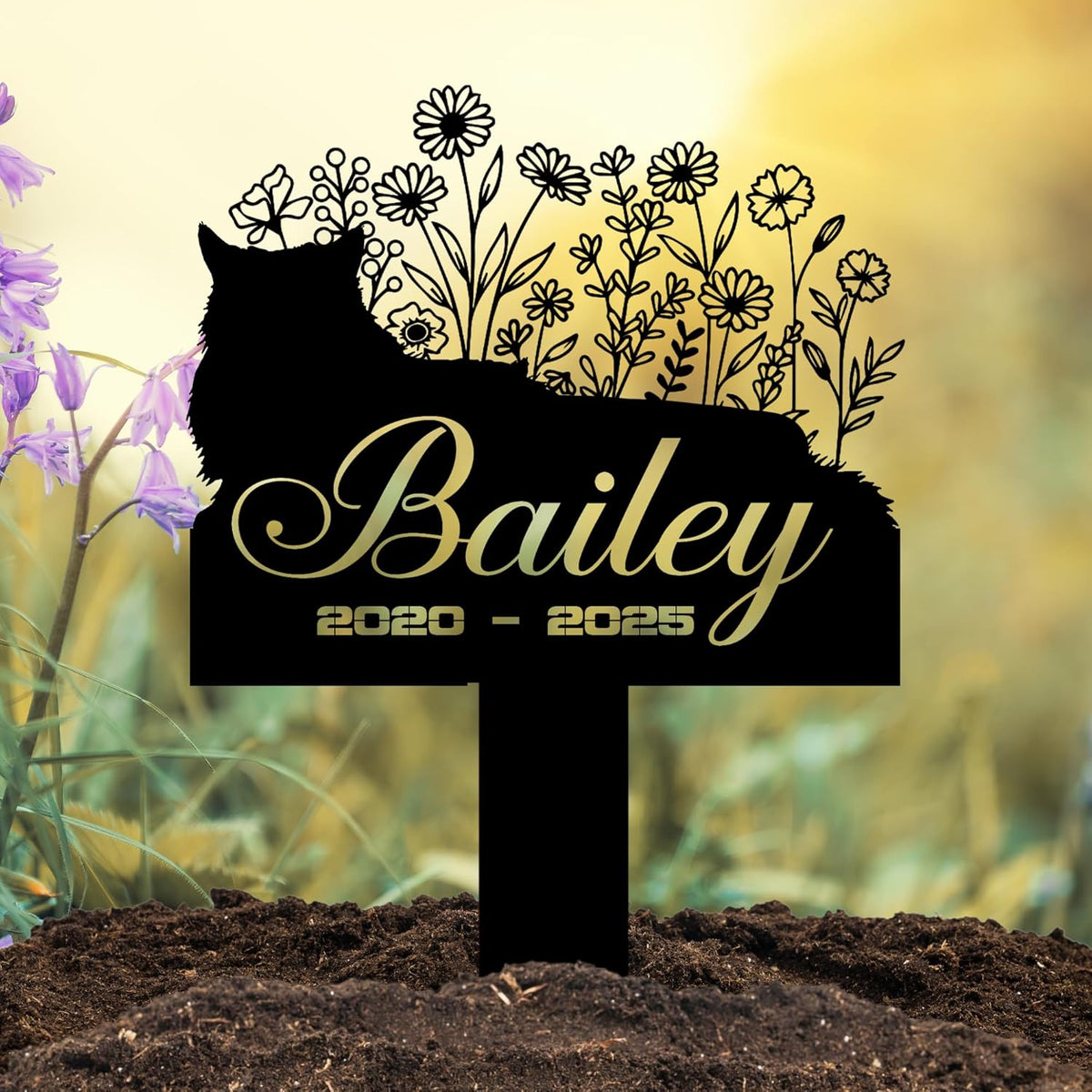 Cat Headstone and Grave Marker – Personalized Outdoor Grave Marker for Pets with Custom Name and