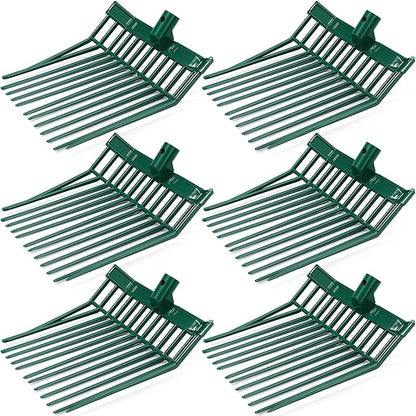 Lasnten 6 Pack Manure Fork Replacement Heads 12 Tines Heavy Duty Pitchfork Heads with Screws & Nuts