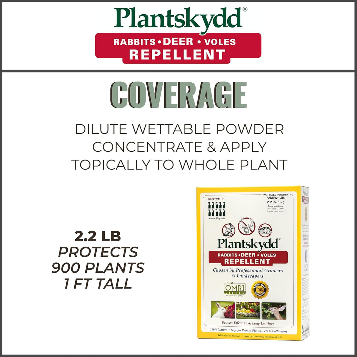 Plantskydd Animal Repellent - Repels Deer, Rabbits, Elk, Moose, Hares, Voles, Squirrels, Chipmunks