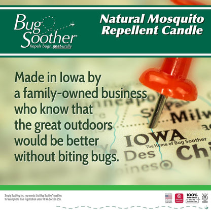 Bug Soother Candle - Natural Insect, Gnat and Mosquito Repellent 2 Candles, 1oz Bottle of Bug Spray