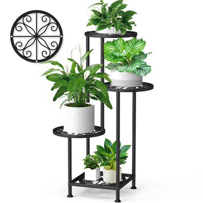 4 Tier Plant Stand Indoor Outdoor, Metal Flower Shelf Display Holder Corner