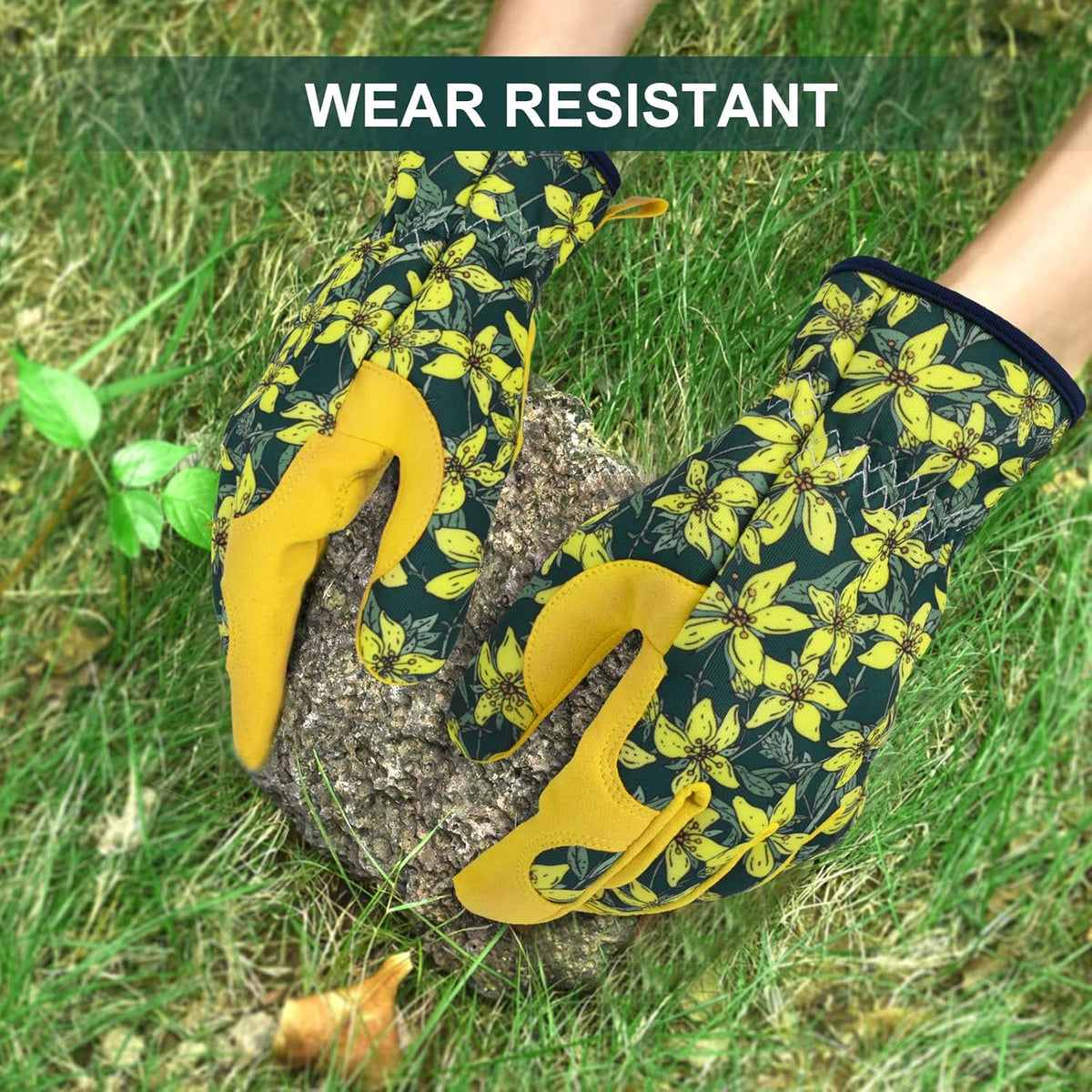 Womens Gardening Weeding Working Gloves, Leather Garden Glove for Women Thorn Proof No Stab for