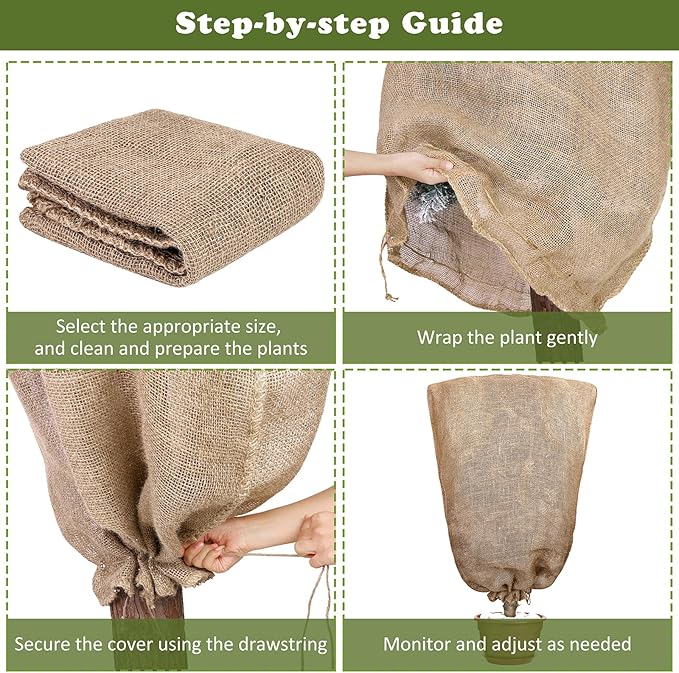 8 Packs Winter Burlap Plant Covers Bags 23.6 x 39.4 Inch Large Burlap Sack Plant Blanket with