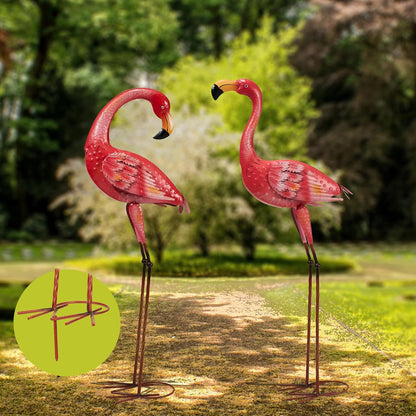 Metal Flamingo Garden Statue, 40" Tall Outdoor Decor Flamingos Yard Art Sculptures and Statues