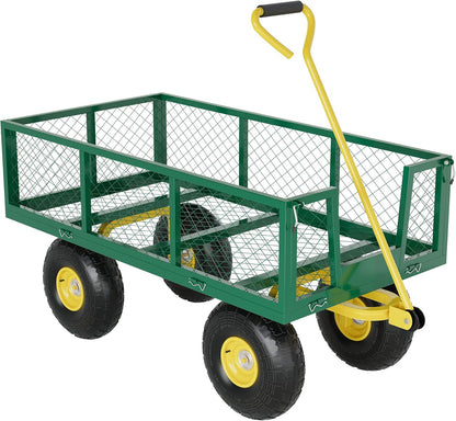 900 Lbs Garden Wagon, 2-in-1 Heavy-Duty Steel Garden Cart, with 10 Inch All-Terrain Tires and