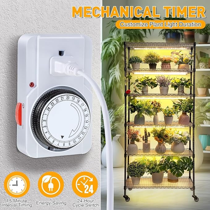 Meonum Plant Shelf with Grow Lights, 6 Tier DIY Metal Grow Rack with 90W LED Growing Lamps for Seed