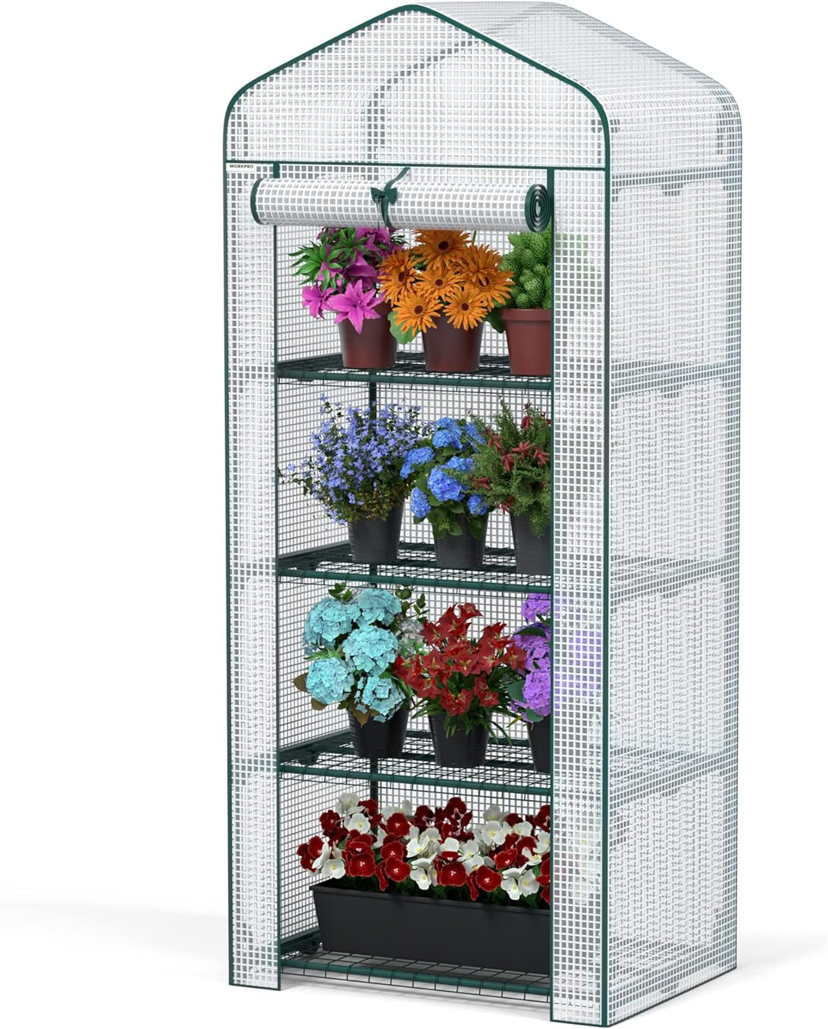 WORKPRO Mini Greenhouse, 4-Tier Portable Small Greenhouses for Outdoor Indoor with Shelves and