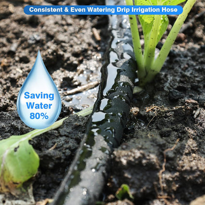 Flat Soaker Hose 50FT (25FT x 2),Drip Hose for Garden Beds Linkable Irrigation System Lightweight
