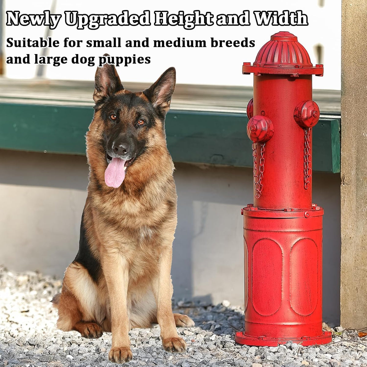 Dog Fire Hydrant Pee Post, 22.4" H Fake Fire Hydrant for Dogs to Pee on, Red Metal Dog Pee Post for