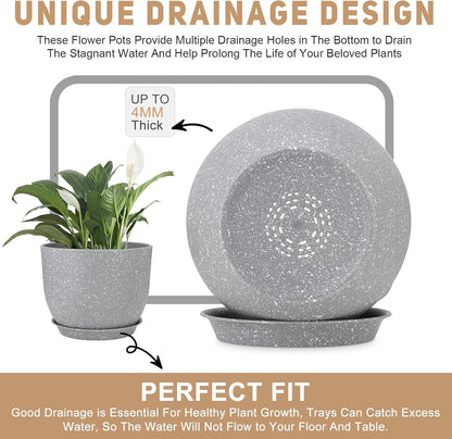 Plant Pots 12/10/9 inch Set of 3, Flower Pots with Multi Mesh Drainage Holes, Large Planters for
