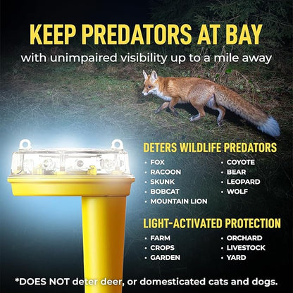 Solar Foxlights Predator Deterrent with LED Flash – Night Wildlife Repeller for Chickens, Ducks