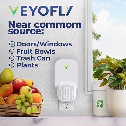 VEYOFLY Fly Catcher Indoor, Fly Trap Indoor, (1 Device + 3 Refills) Fruit Fly Traps for Indoors