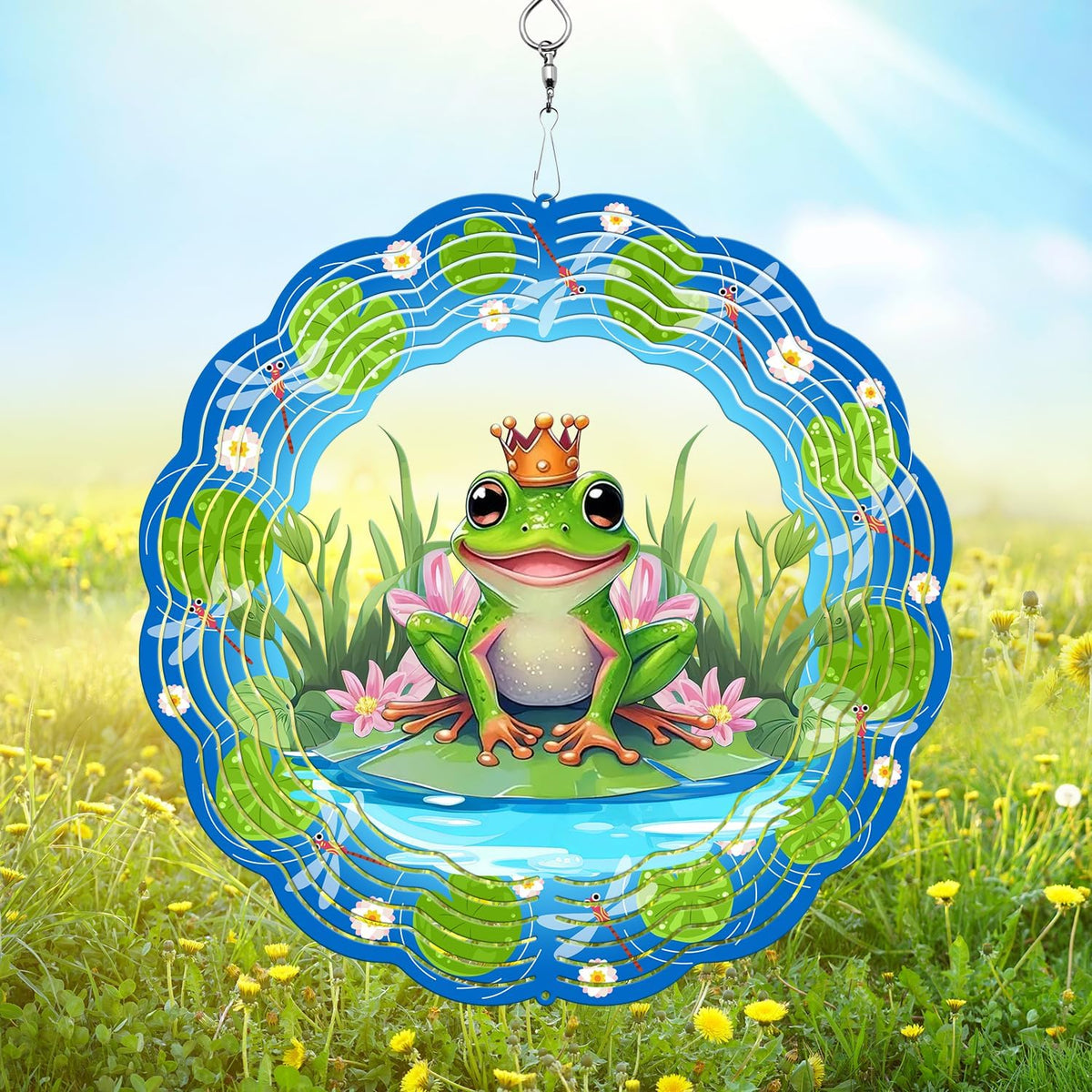 Frog Wind Spinner, 3D Hanging Stainless Steel Garden Spinner, Wind Spinner Hanging for Outdoor &