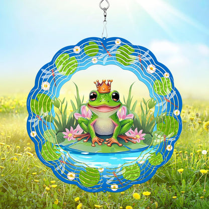 Frog Wind Spinner, 3D Hanging Stainless Steel Garden Spinner, Wind Spinner Hanging for Outdoor &