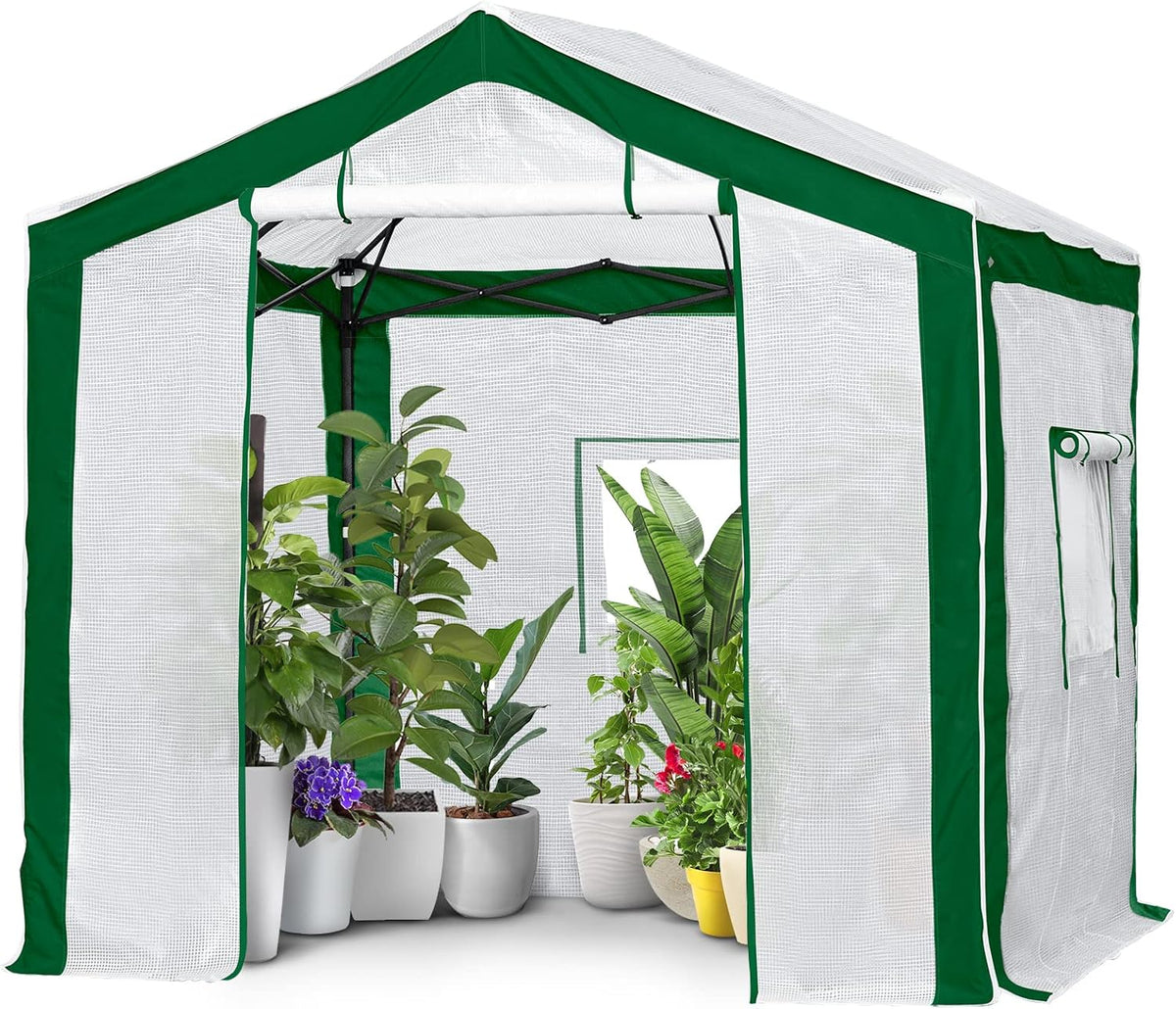 EAGLE PEAK 8x8 Portable Walk in Greenhouse with Polyester Reinforced Corners, Heavy Duty Instant