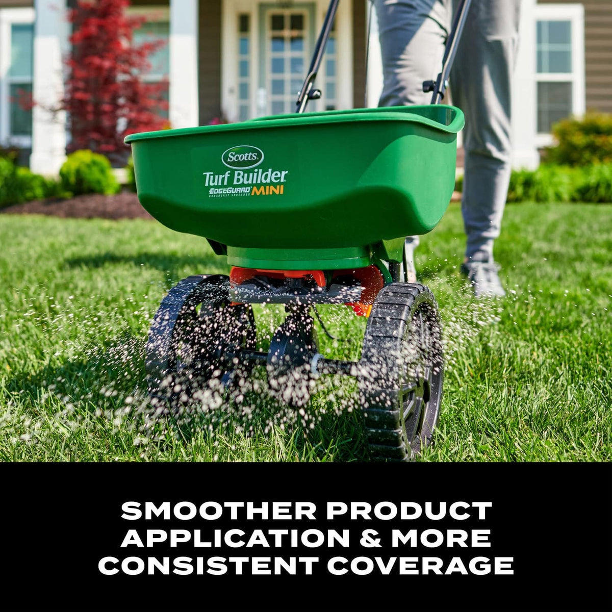 Scotts Turf Builder EdgeGuard Mini Broadcast Spreader for Seed, Weed and Feed, Fertilizer, Salt